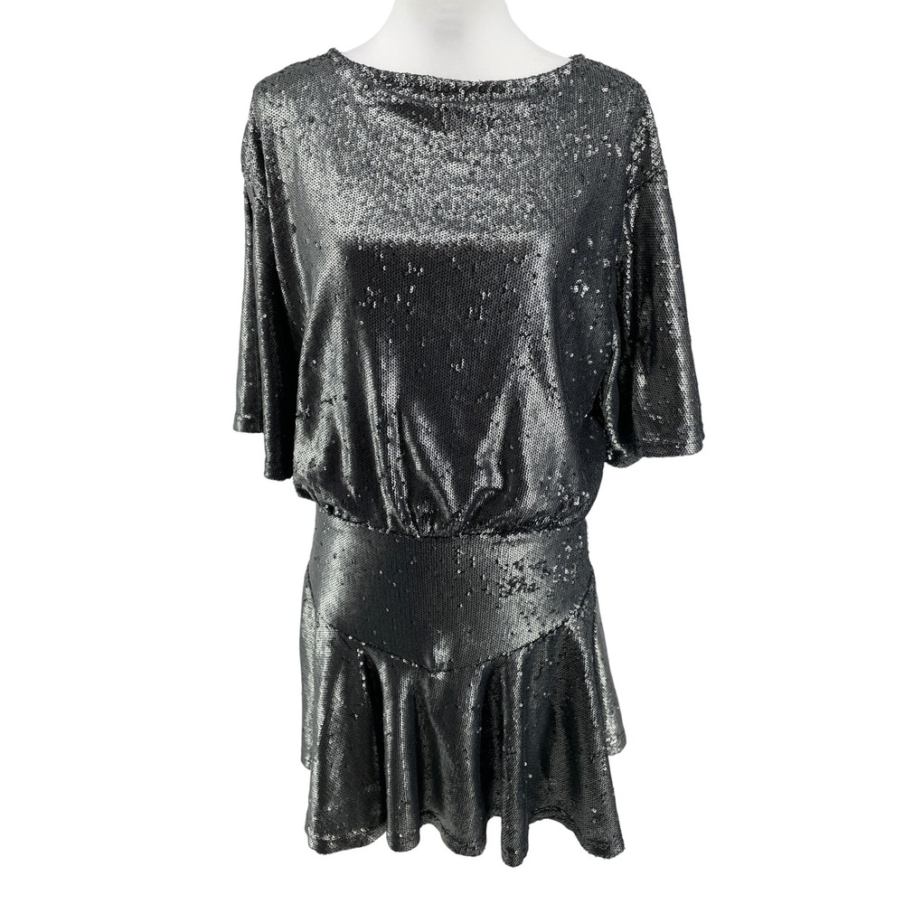 Sequin Mini Dress Womens Small Metallic Cocktail Party Retro Glam‎ Holiday NEW